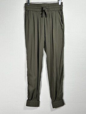 Sunday Best Olive Green Silky Rayon Jogger Pants size small